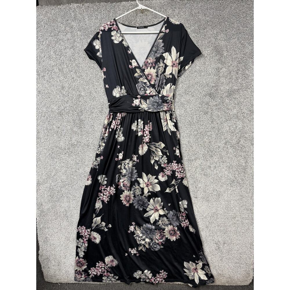 Ouges Maxi Wrap Dress M Romantic Floral Dark Coquette Romantic Chic Cottagecore